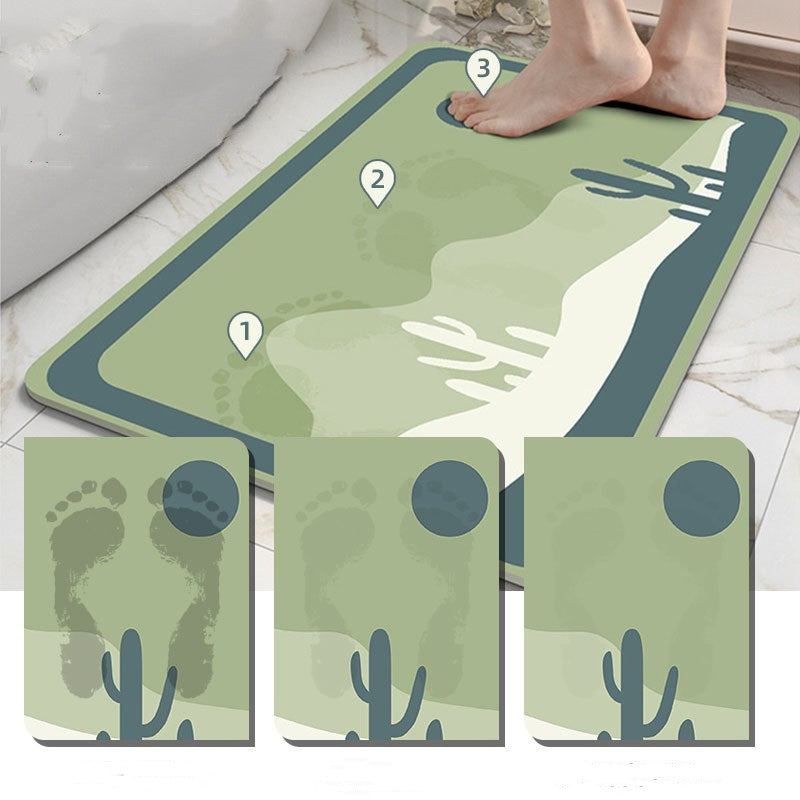 Tech velvet bathroom door mat with footprint design for stylish comfort and elegance in home.