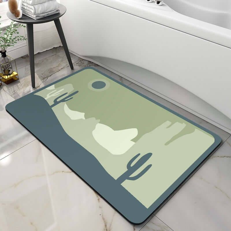 Tech velvet bathroom door mat with a minimalist cactus design, adding style and elegance to your home decor.