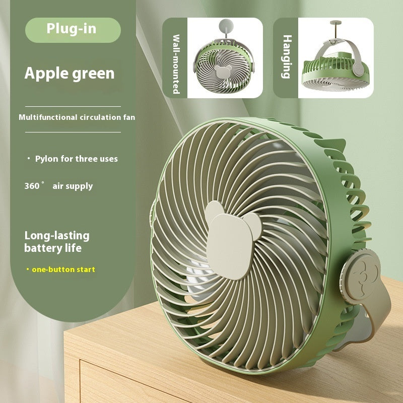 Portable USB home fan in apple green color with multifunctional features for home and travel.