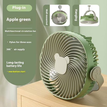 Portable USB home fan in apple green color with multifunctional features for home and travel.