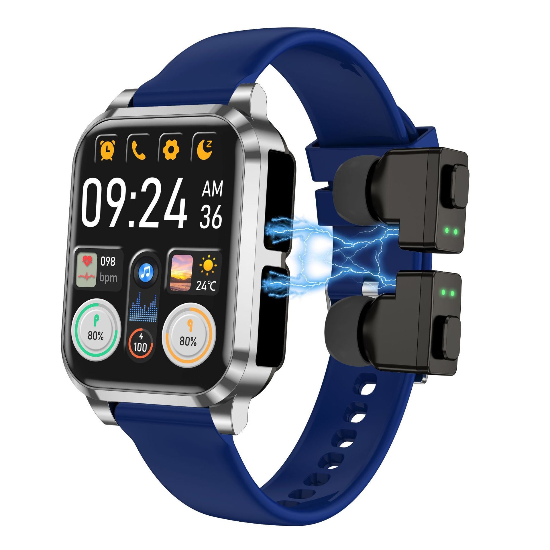 Smart Bluetooth Earbuds and Smartwatch showcasing a sleek design and advanced connectivity features.