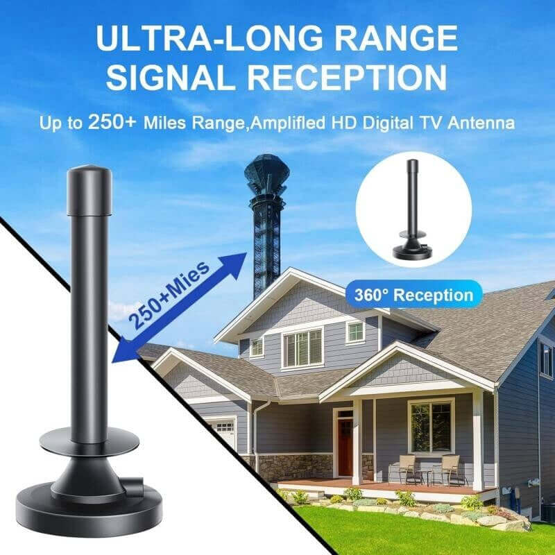 Most Powerful Indoor TV Aerial with high tech creative design reading features for ultra-long range signal reception.