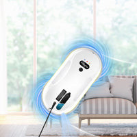 window cleaning robot in action, cleaning glass surface effortlessly, modern design and technology